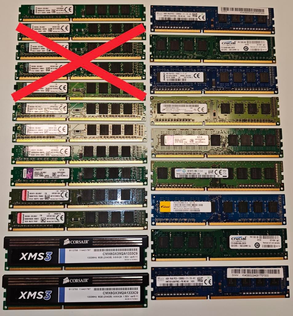 18x 4GB DDR3 desktop RAM geheugen, Informatique & Logiciels, Mémoire RAM, Enlèvement ou Envoi, DDR3, Desktop