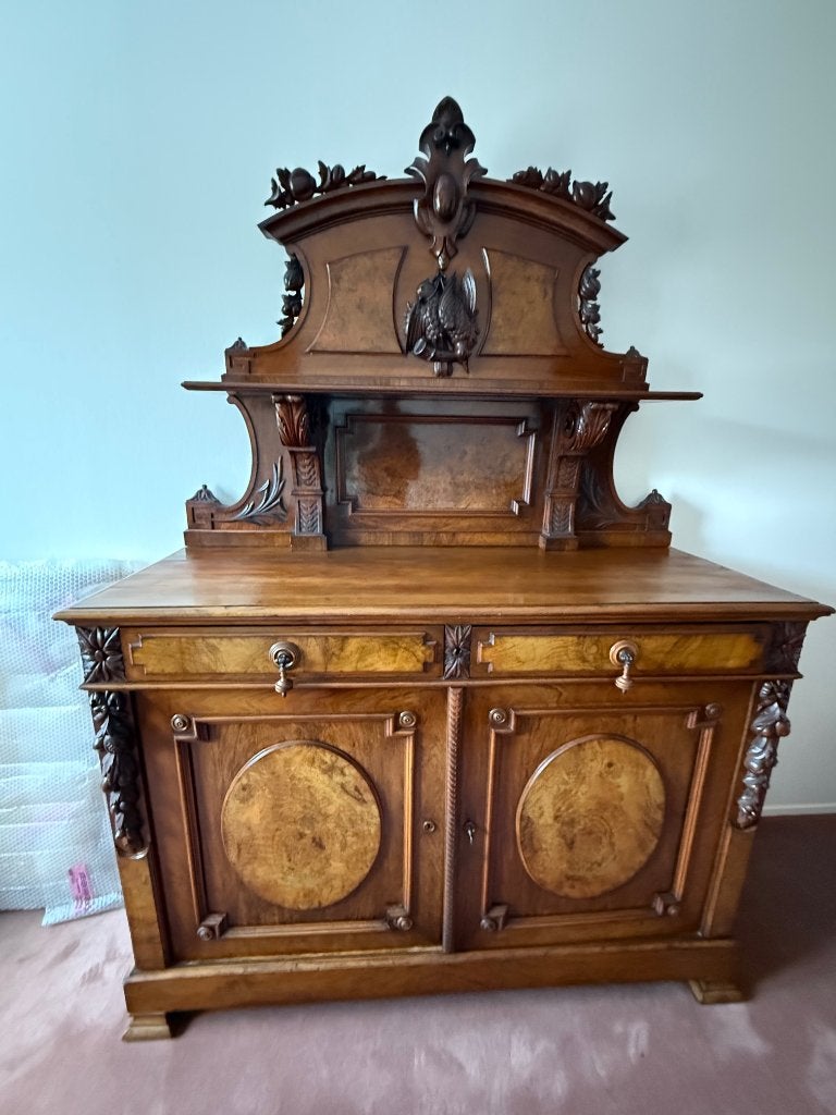 Meuble de buffet avec support du XIXe siècle — Burl Walnut, Enlèvement