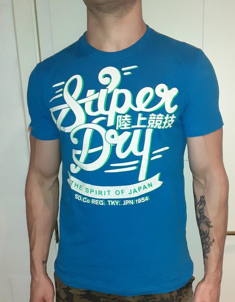 Heren t-shirt blauw vintage Superdry M, Enlèvement ou Envoi, Neuf, Taille 48/50 (M), Bleu