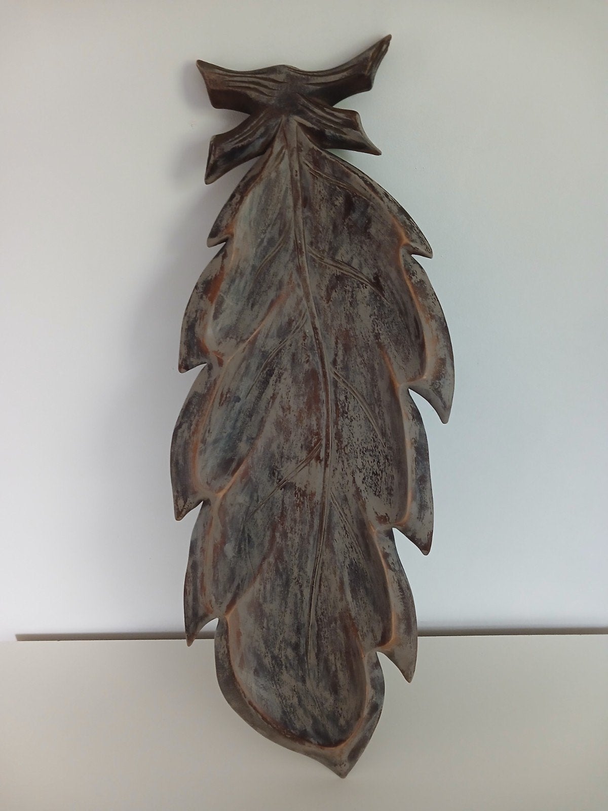 Sculpture en bois en forme de plume, murale ou de table, Enlèvement, Bois