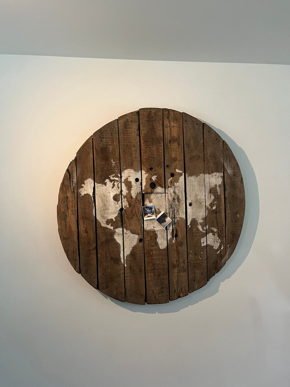 Recuperatie houten wereldkaart diameter 115cm, Ophalen, Zo goed als nieuw