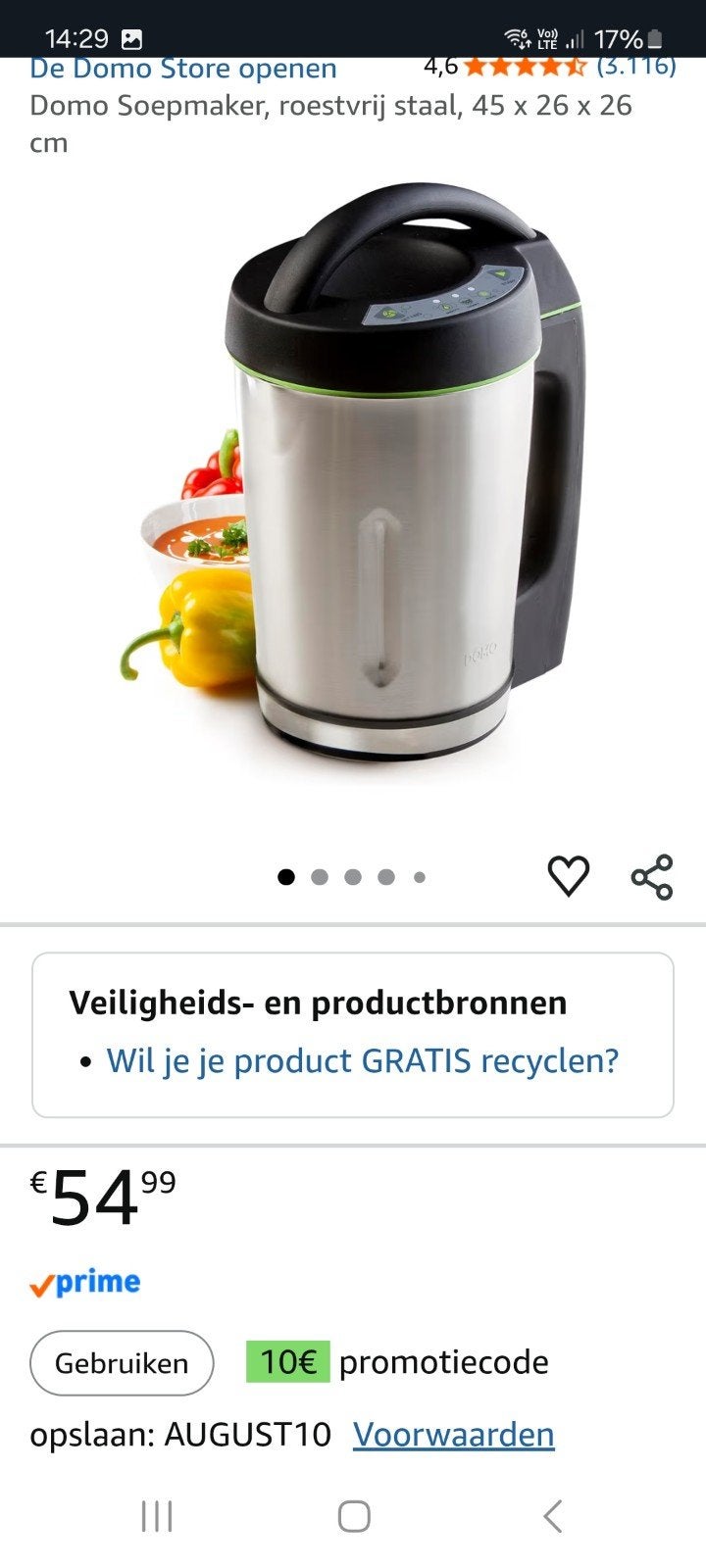 soepmaker domo. wegens overlijden. zonder doos., Elektronische apparatuur, Juicers, Ophalen