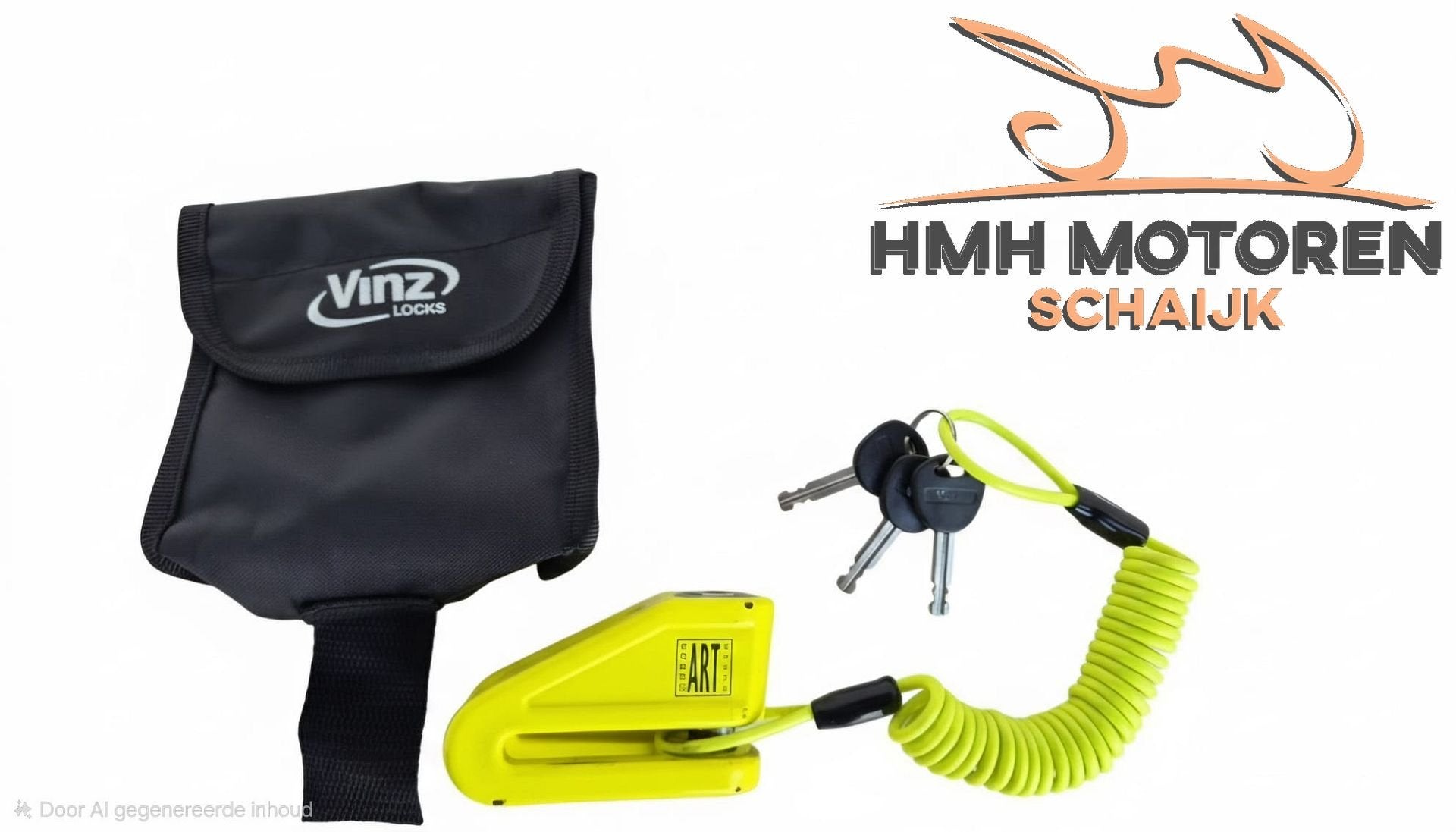 VINZ Baretti Schijfremslot ART4 Fluor geel motor scooter, Gebruikt, -, -, Ophalen of Verzenden