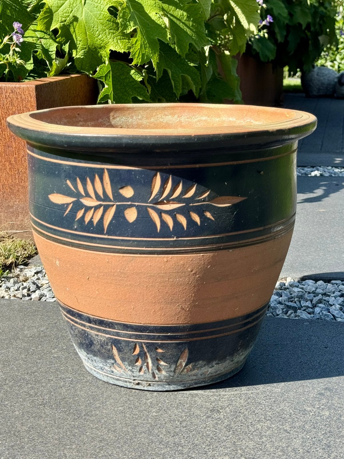Bloempot met sierstuk, Tuin en Terras, Ophalen, Gebruikt