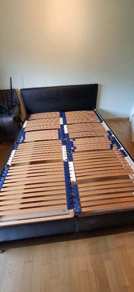 Bed met lattenbodem, Ophalen, Overige materialen, Zwart, 140 cm