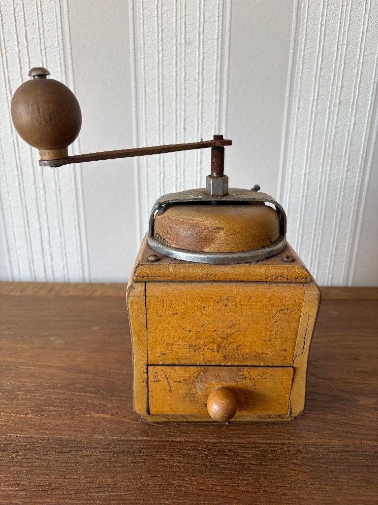Moulin à café en bois vintage • Moulin à main ancien, Enlèvement ou Envoi