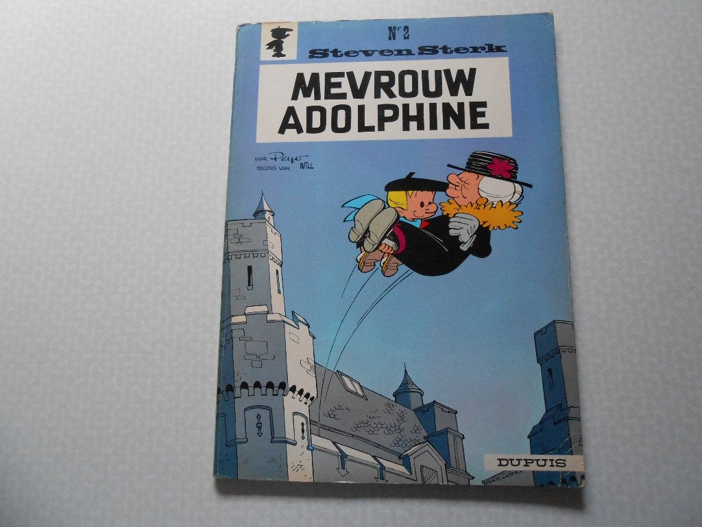 Steven sterk 2 Mevrouw Adolphine 1965 1 ste druk., Peyo, Eén stripboek, Ophalen of Verzenden, Zo goed als nieuw