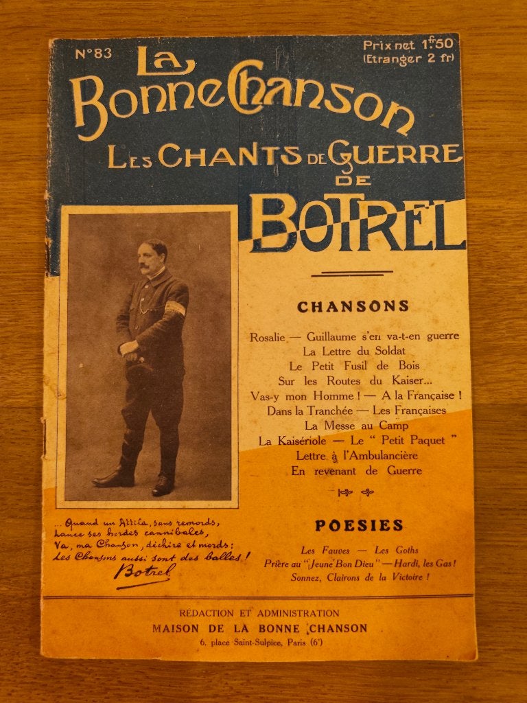 Chansonnier WW1, Enlèvement ou Envoi, Armée de terre, Livre ou Revue