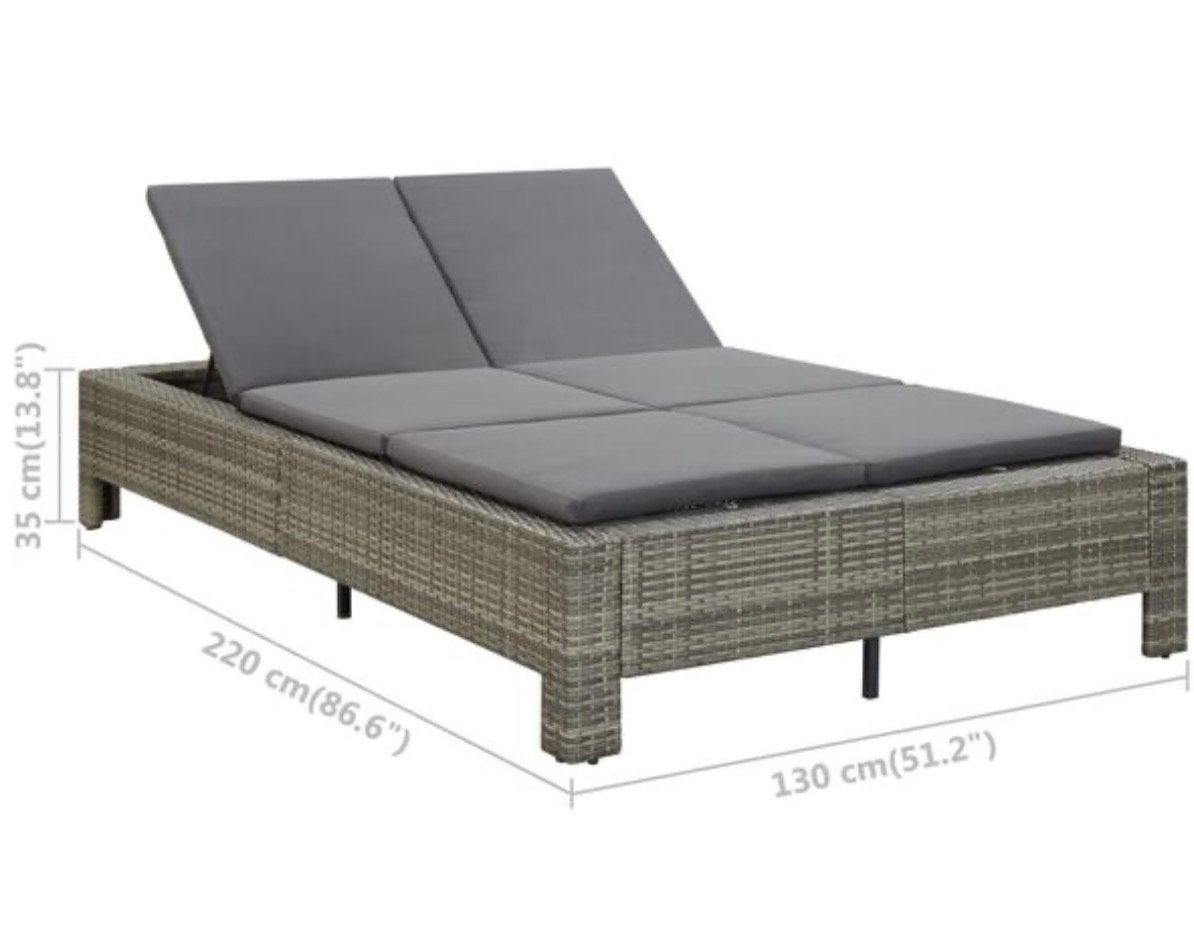 Loungebed grijs rattan vida xl, Jardin & Terrasse, Chaises longues, Enlèvement, Comme neuf