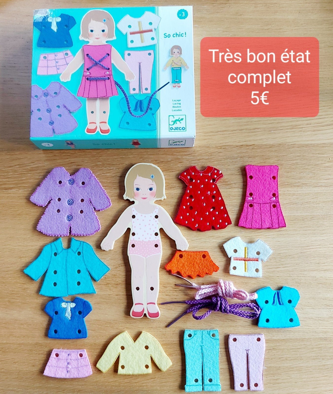 Djeco jeu de laçage So chic!, Enfants & Bébés, Enlèvement ou Envoi, Utilisé