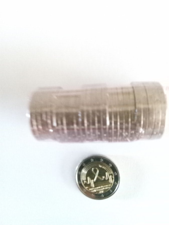 2€ België  cancer (rol 25 stuks), Ophalen, België, 2 euro, Losse munt