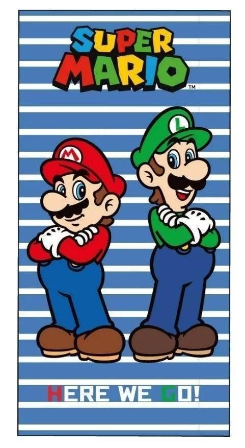 Super Mario Badlaken / Strandlaken - Mario en Luigi - Katoen, Kinderen en Baby's, Super Mario, One size, Nieuw, Ophalen of Verzenden