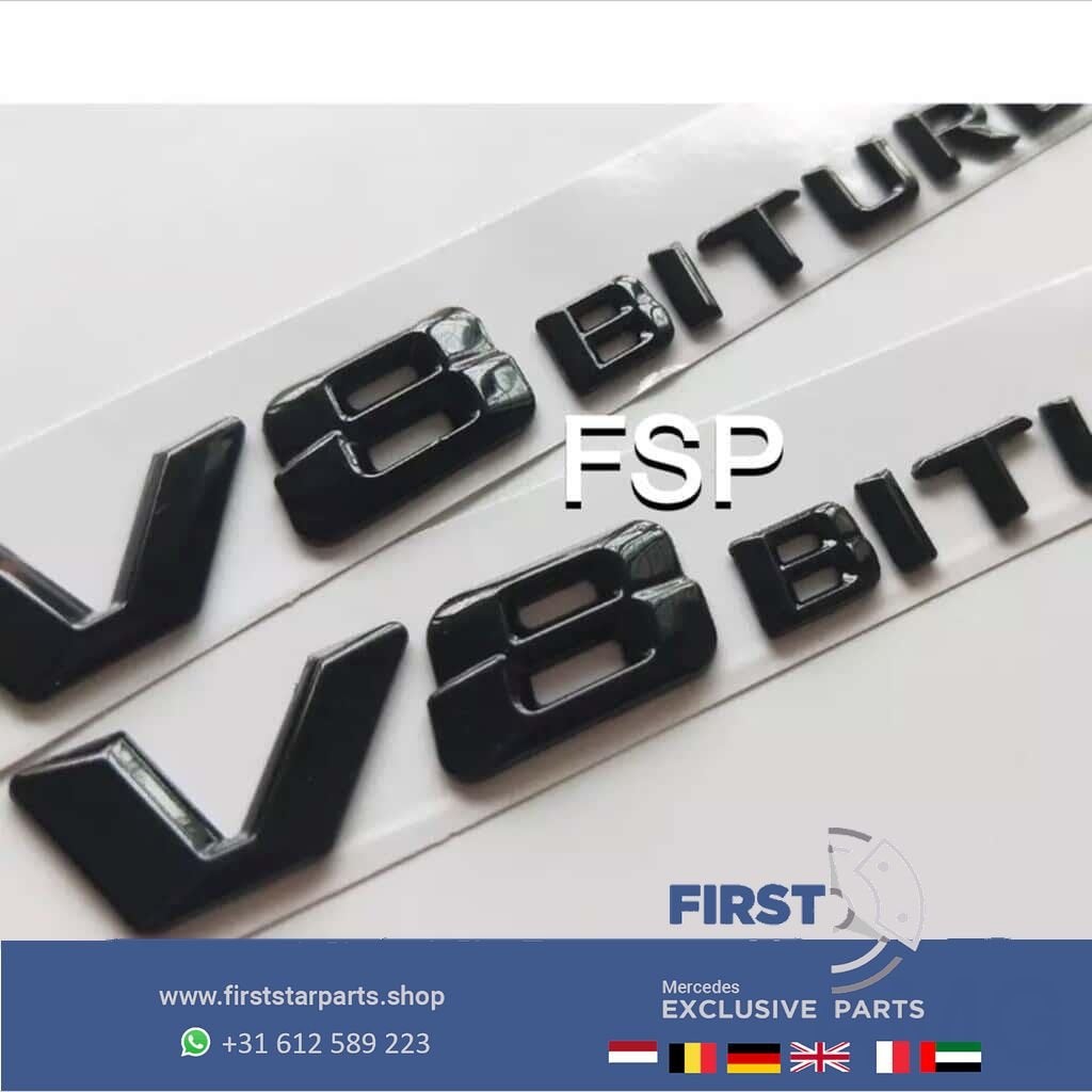 V8 BI TURBO ZIJSCHERM LOGO SET ZWART Mercedes AMG EMBLEMEN L, Utilisé, -, Avant, -