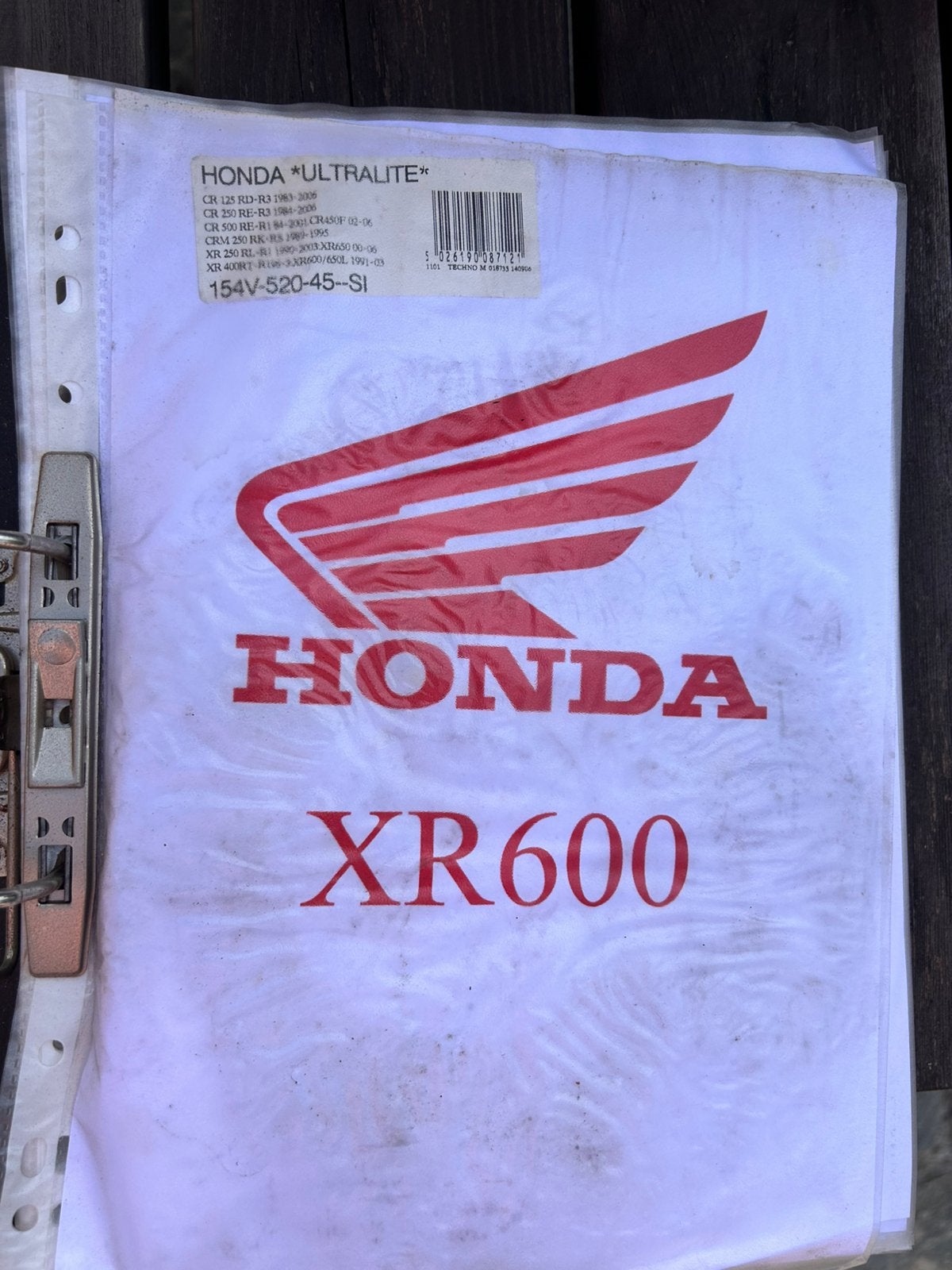 Manuel d'atelier Honda XR600, Enlèvement, Honda