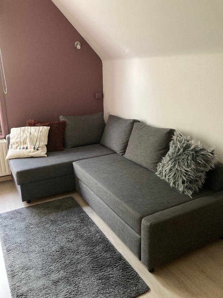 Slaapbank/hoekzetel donkergrijs IKEA, Ophalen, 210 cm, 140 cm, Grijs