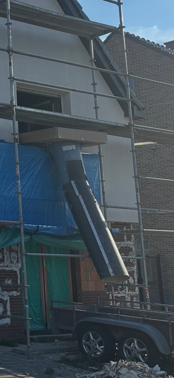Stortkoker +- 15m lang, Doe-het-zelf en Bouw, Steigers, Ophalen, Zo goed als nieuw