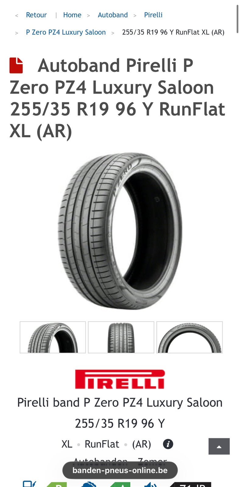 Pirelli P Zero PZ4, Auto-onderdelen, Gebruikt, 255 mm, Band(en), Personenwagen