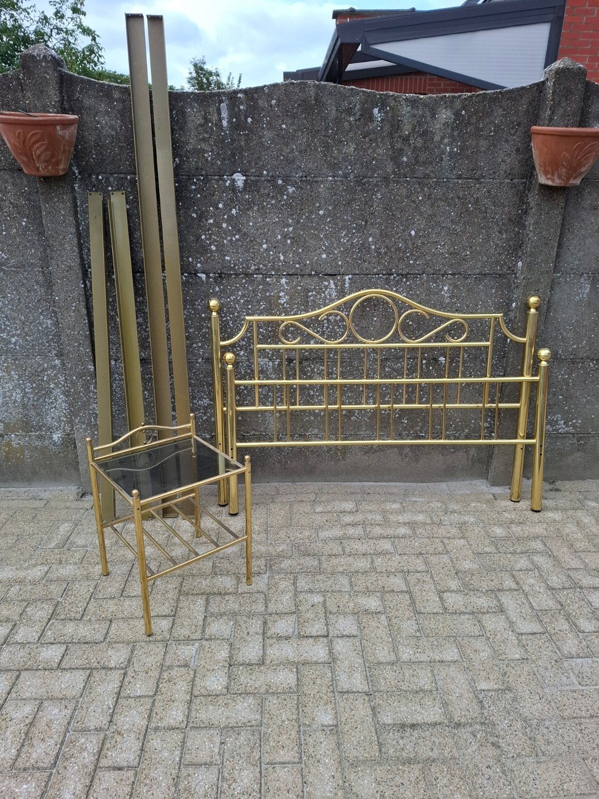 gouden bed 140cm, Ophalen, 140 cm