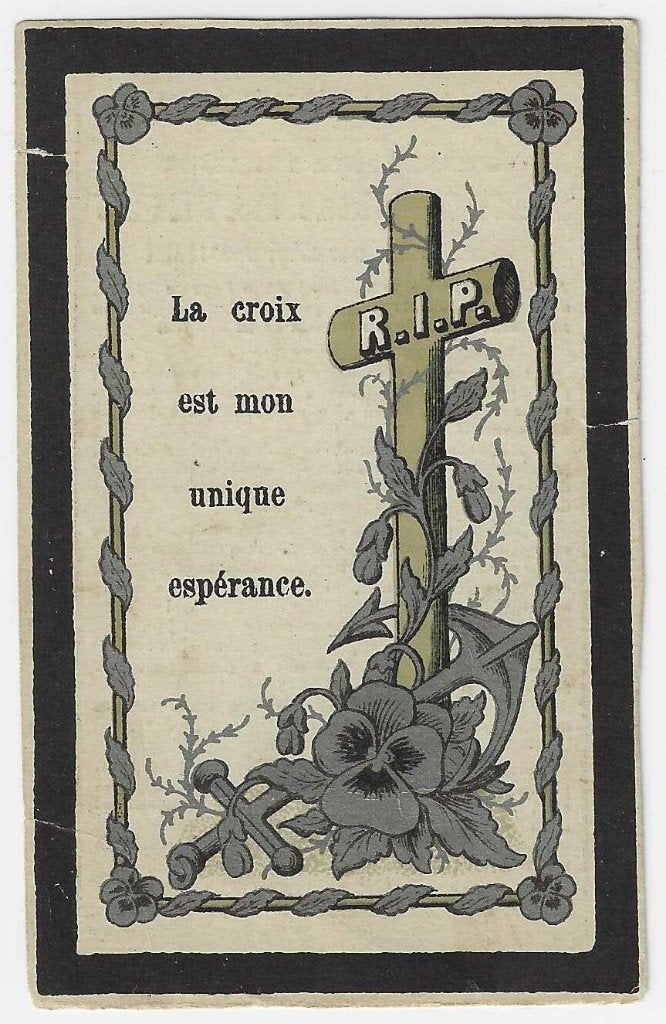 Marie-Joséphine Mathieu, ? 1852 - Dinant 1888, Enlèvement ou Envoi, Image pieuse