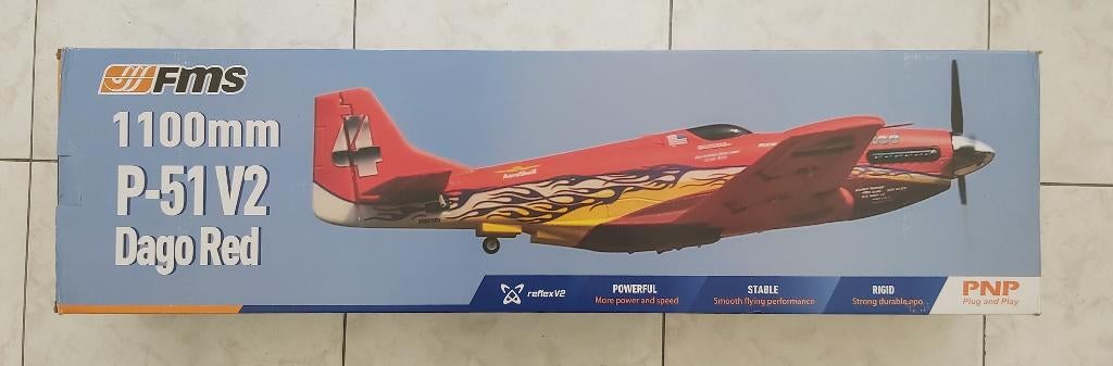 FMS P-51 V2 DAGO RED PNP (with Reflex V2), Hobby en Vrije tijd, Modelbouw | Radiografisch | Vliegtuigen, Ophalen, Nieuw, Elektro