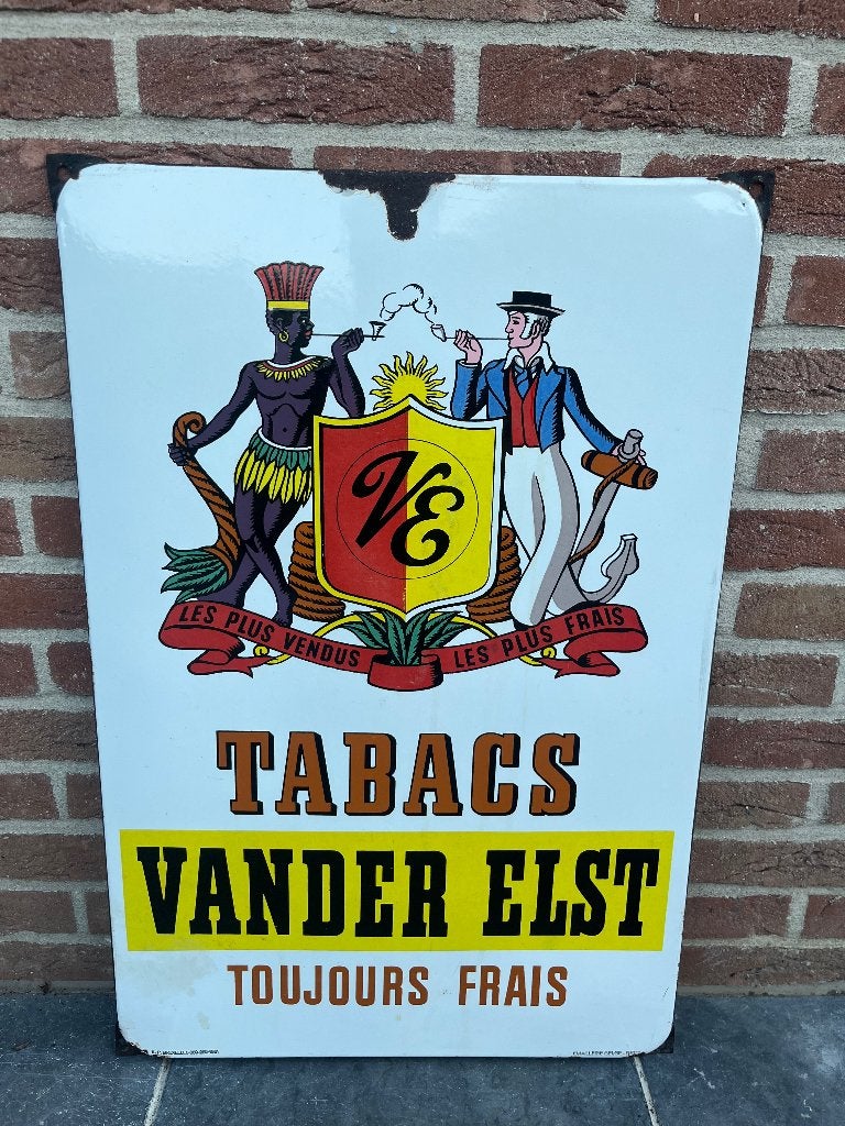 Emaille reclamebord tabacs vander elst, Enlèvement, Utilisé, Panneau publicitaire