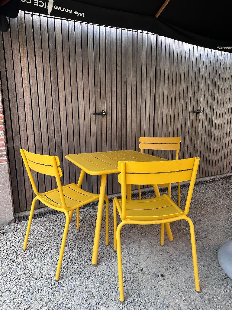 FERMOB TUINTAFEL 80X80, Tuin en Terras, Ophalen, Zo goed als nieuw, Vierkant, Aluminium