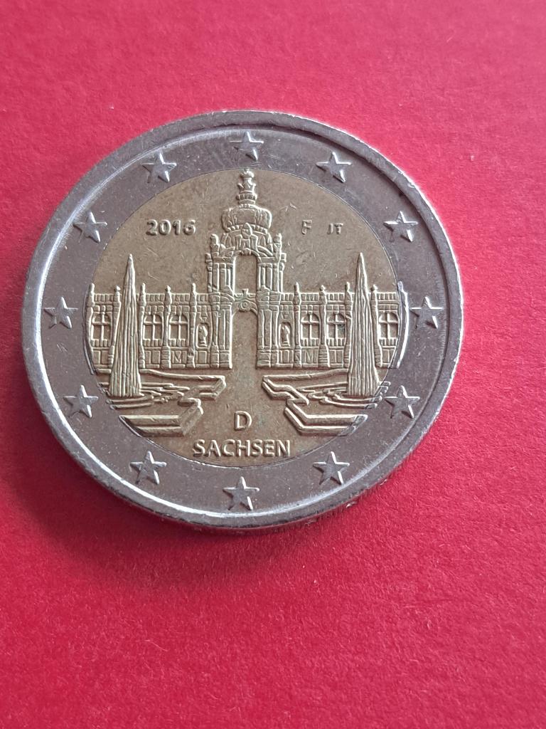 2016 F Duitsland 2 euro Sachsen Stuttgart, Postzegels en Munten, Munten | Europa | Euromunten, Verzenden, Duitsland, 2 euro, Losse munt