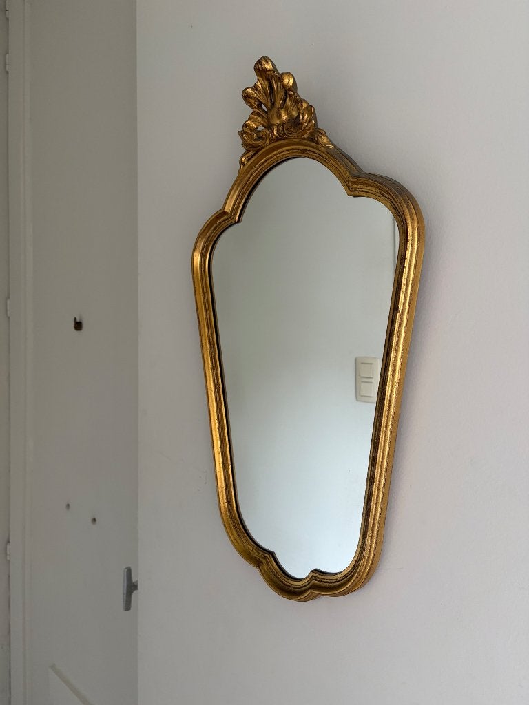 Vintage spiegel, Antiek en Kunst, Antiek | Spiegels, Ophalen, Ovaal, Minder dan 50 cm, Minder dan 100 cm