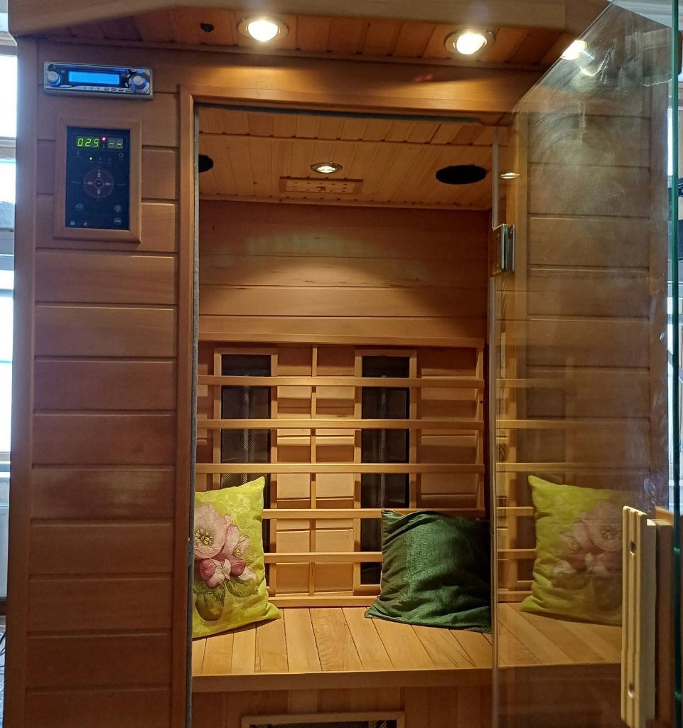 Cabine infrarouge cèdre, Sports & Fitness, Enlèvement, Comme neuf, Infrarouge, Sauna complet