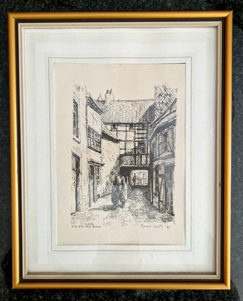 Marcel LERUTH 1928-2023, dessin encre de chine, Roture Liège, Enlèvement, Sous verre, Dessin