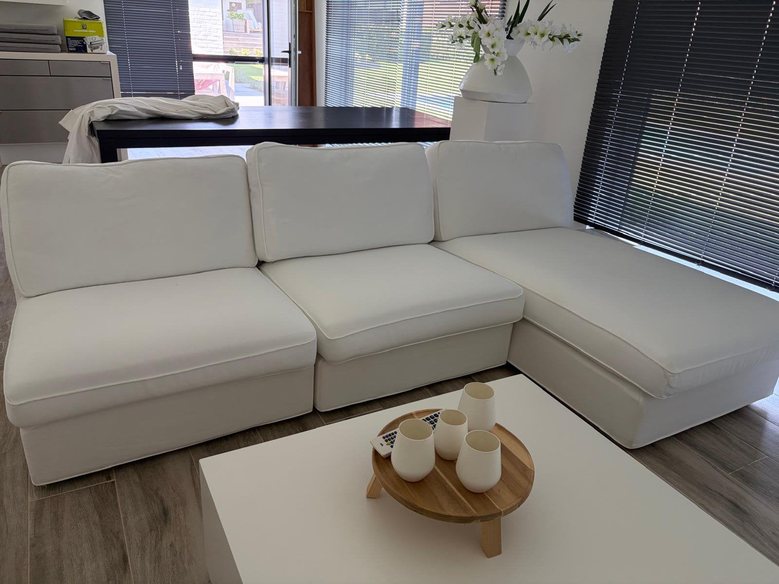 Losse modulaire witte bank 2 & chaise lisse hoezen = wasbaar, Huis en Inrichting, Zetels | Zetels, Zo goed als nieuw, Ophalen