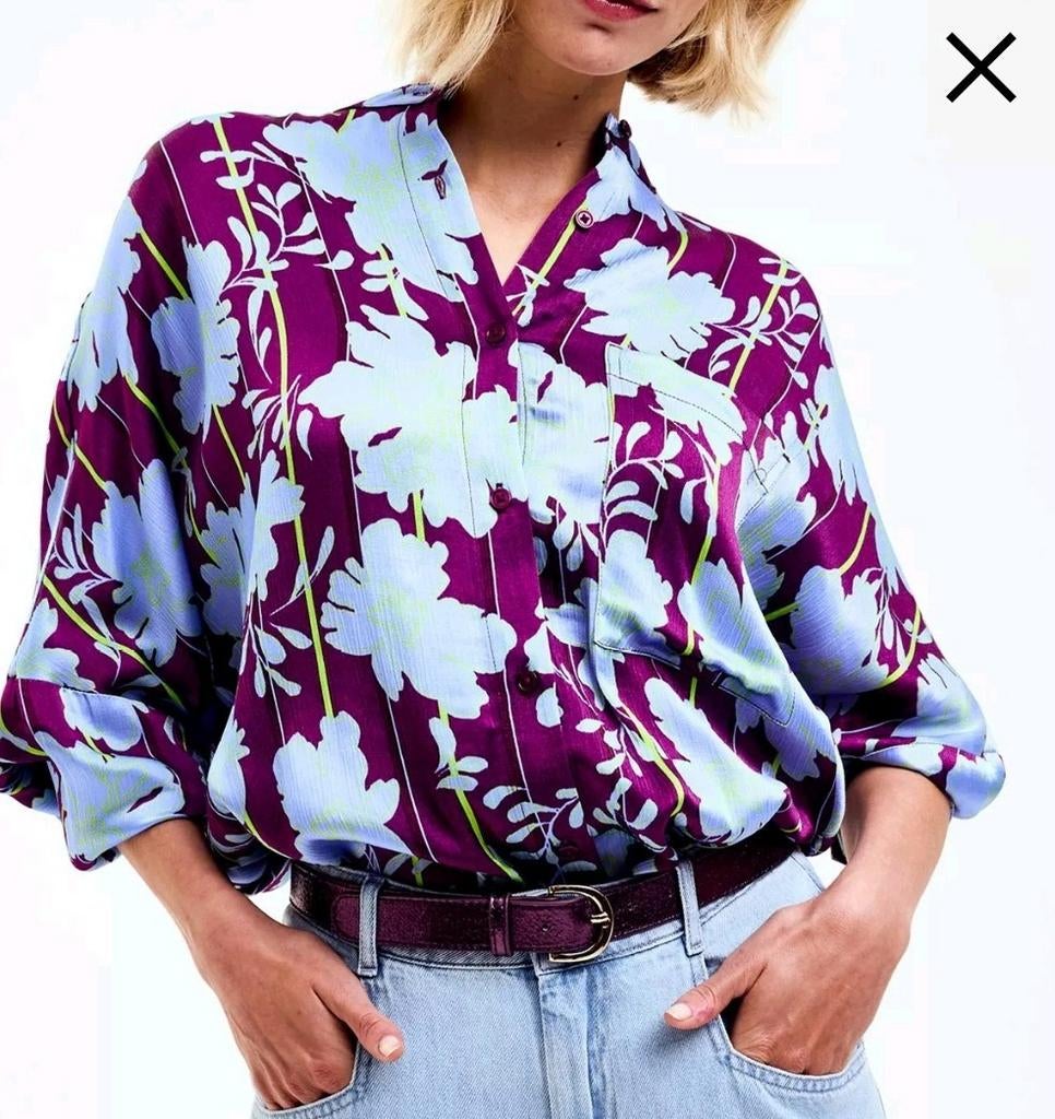 Blouse CKS 38 Sazna mao-kraag, Kleding | Dames, Maat 38/40 (M), Blauw, Nieuw, Ophalen of Verzenden