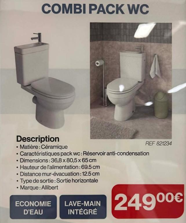 Pack WC avec lave-mains intégré ALLIBERT Combi – NEUF, Bricolage & Construction, Enlèvement, Neuf, Pierre, Toilettes
