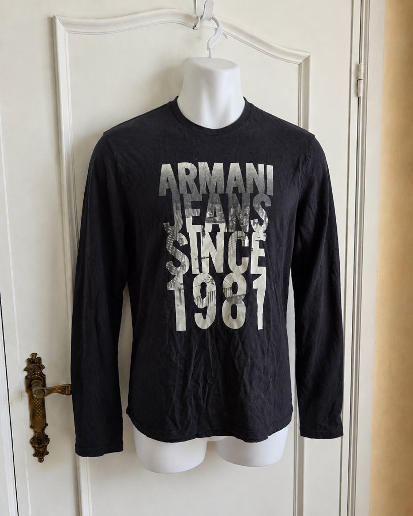 Armani Jeans heren longsleeve zwart maat M, Armani Jeans, Maat 48/50 (M), Zwart, Ophalen of Verzenden