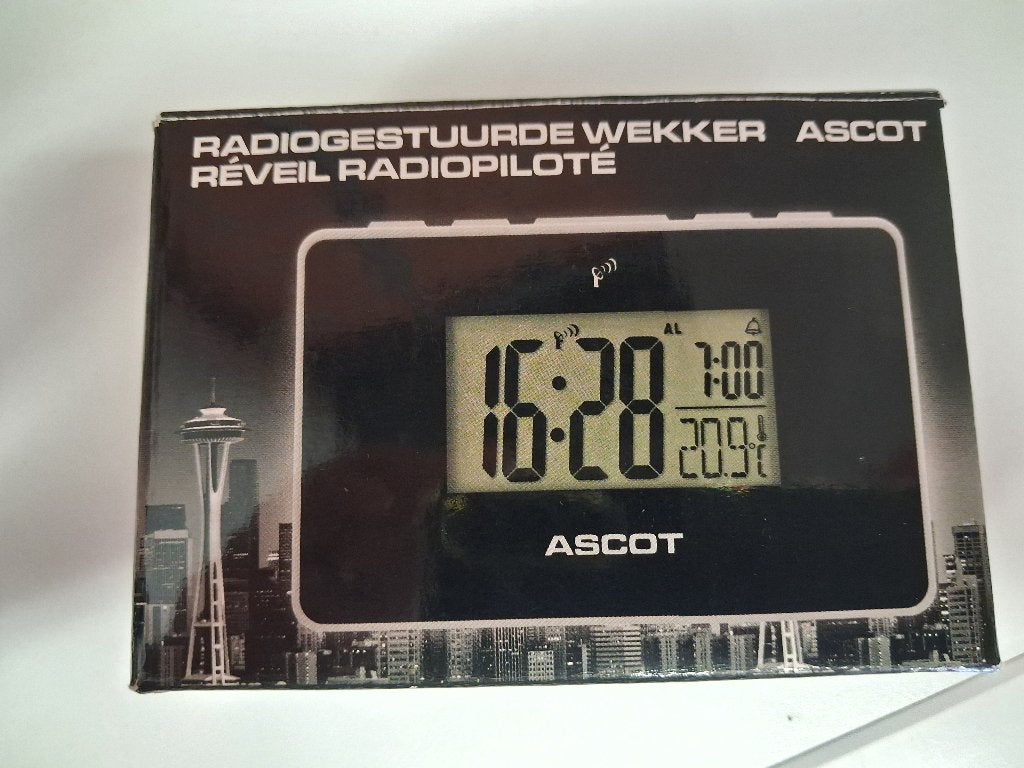 Radiogestuurde wekker ASCOT, Elektronische apparatuur, Wekkers, Ophalen of Verzenden, Nieuw, Digitaal