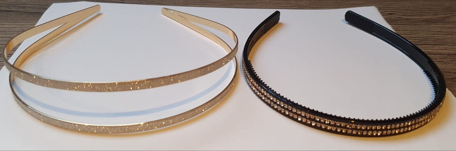 Set 2 diademen: Goud glitter & Zwart met strass-steentjes, Handtassen en Accessoires, Uiterlijk | Haarverzorging, Ophalen of Verzenden