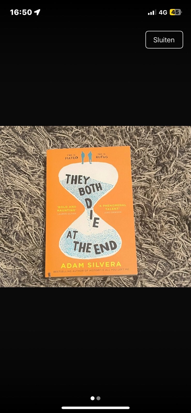 Boek: They both die at the end - engelstalig, Boeken, Romans, Verzenden, Zo goed als nieuw, België
