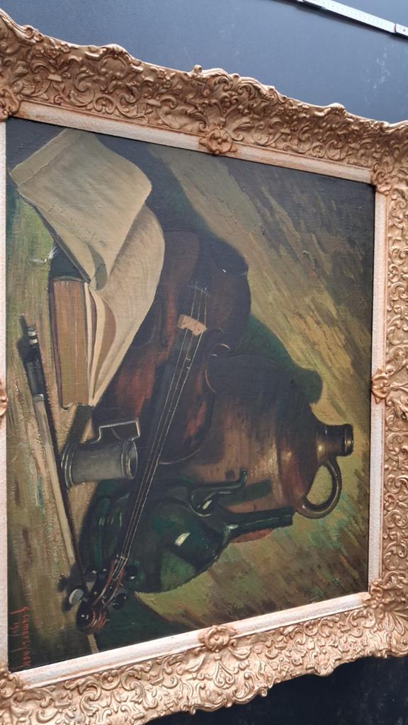 Peinture réalisée par un peintre amateur sur châssis 85x75cm, Antiquités & Art, Enlèvement