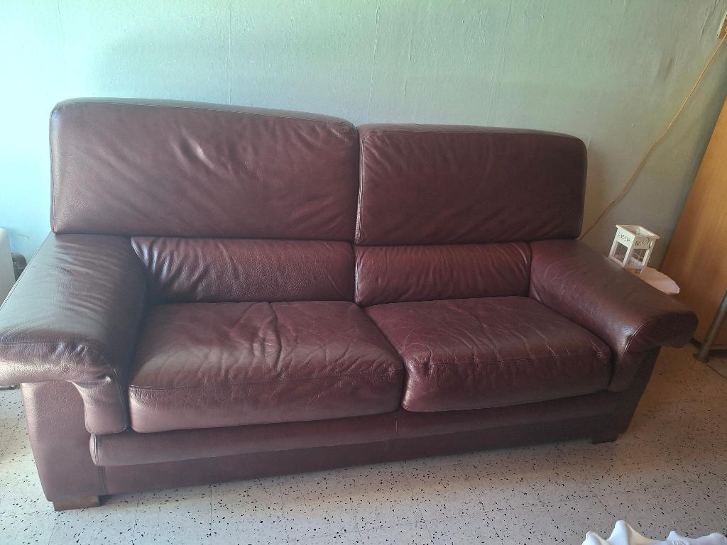 Leren zetel bordeau/bruin, Ophalen