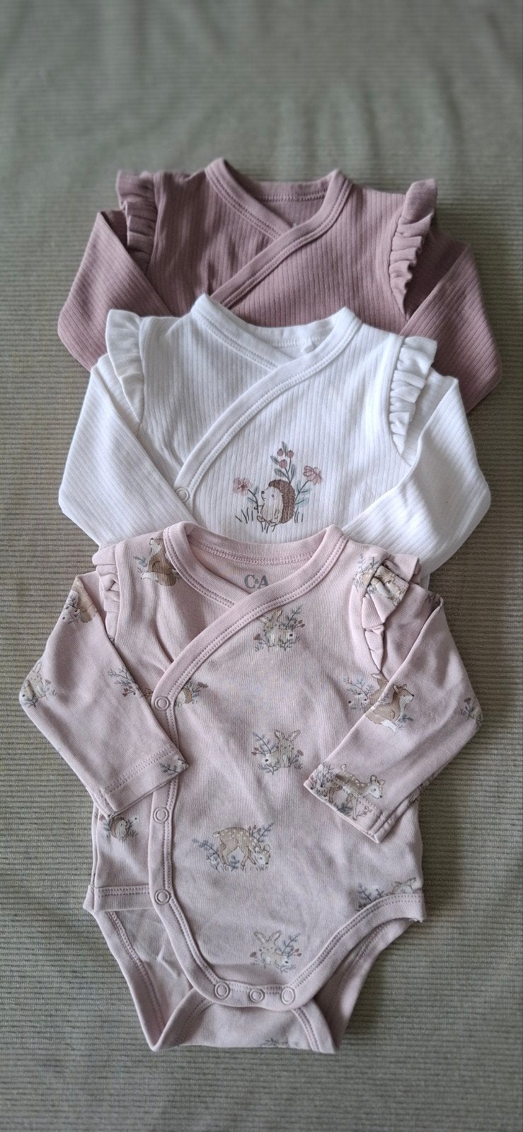 setje baby rompertjes lange mouw C&A maatje 56cm, Kinderen en Baby's, Ophalen of Verzenden