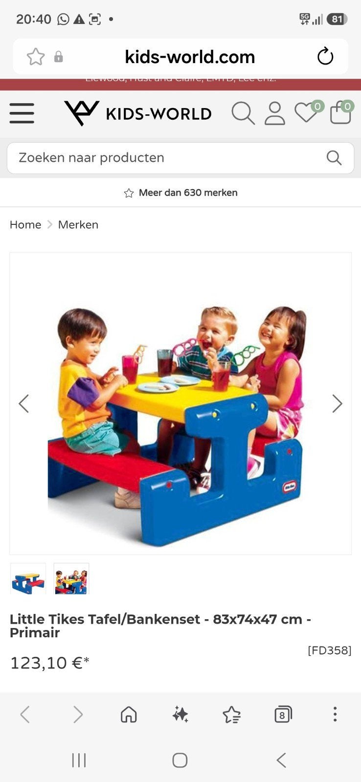 tafel/bankenset van Little Tikes., Kinderen en Baby's, Ophalen, Gebruikt