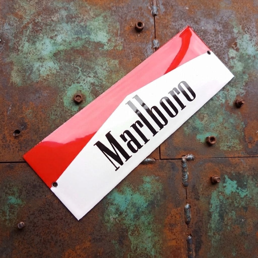 Emaille Reclamebord MARLBORO Tabak Sigaretten Vintage Plaque, Verzenden, Gebruikt, Reclamebord