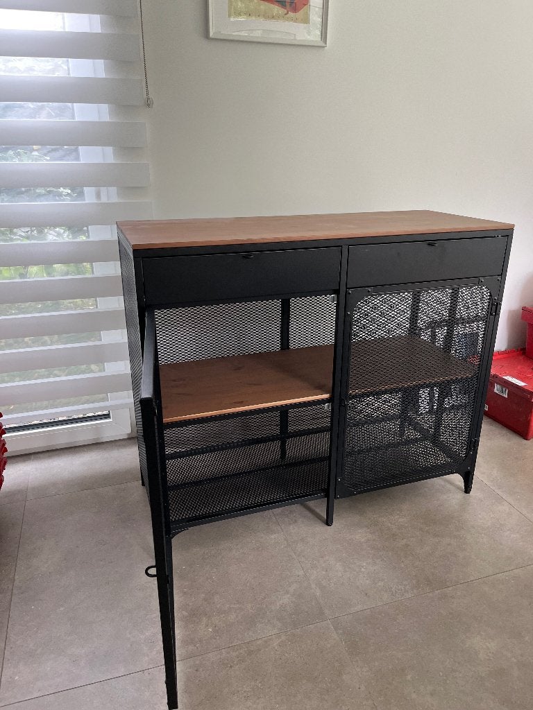 Buffet IKEA style industriel, Huis en Inrichting, Kasten | Buffetkasten, Ophalen, Minder dan 50 cm, Gebruikt, Teakhout