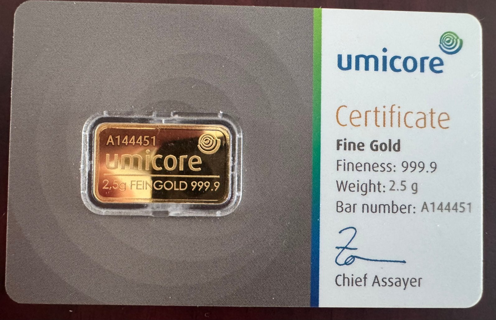 Umicore goudbaartje 2,5 gram, Verzenden, Goud