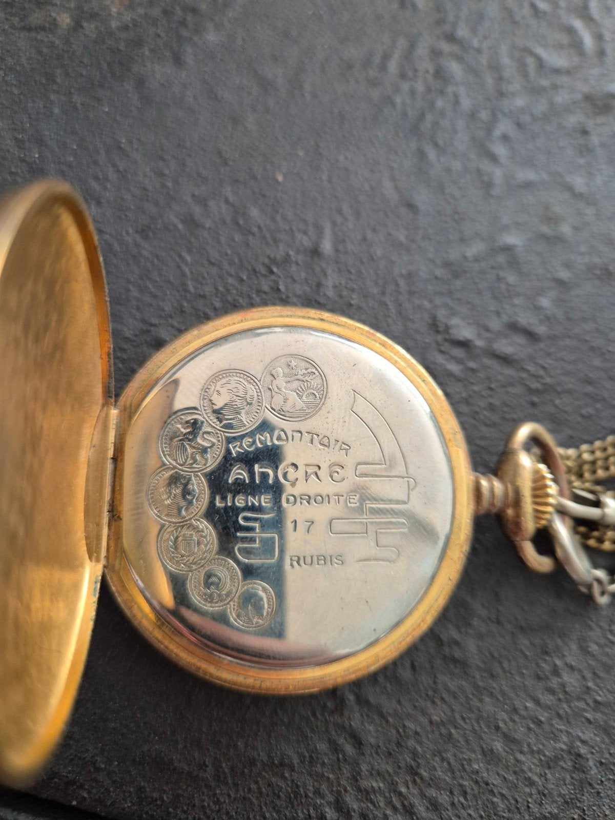montre gousset Ancre ligne droite 17rubis a voir 450€, Avant 1900, Avec chaîne, Acier, Enlèvement