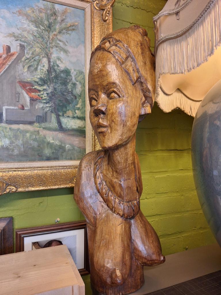 Buste de femme africaine sculpté à la main, Enlèvement, Femme