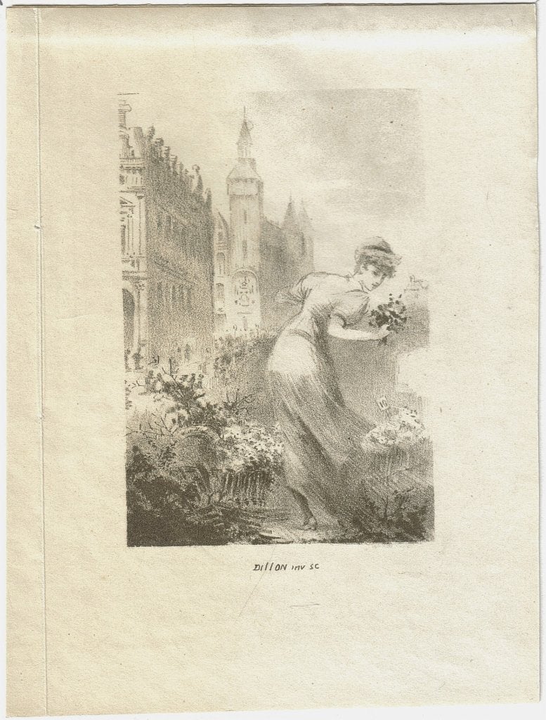 Henri Patrice Dillon litho "Bloemenplukster", Comme neuf, Enlèvement, Création originale, Autres types