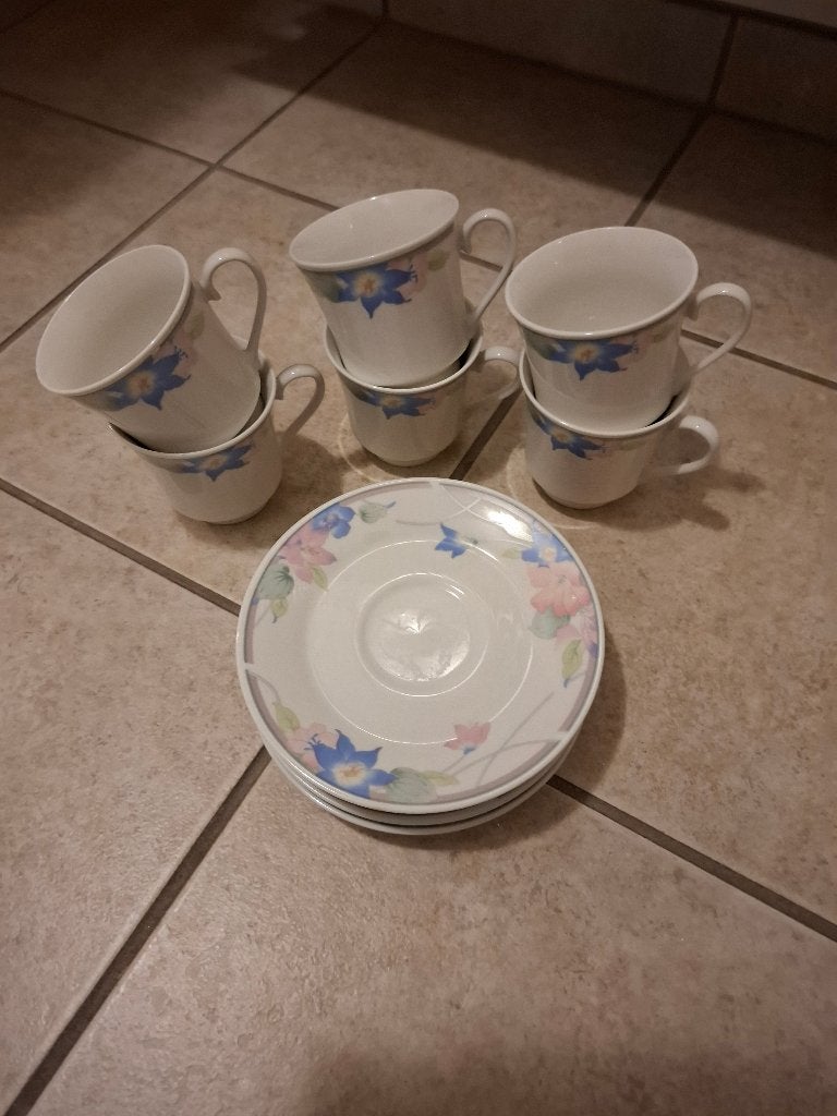 6 tassen en 6 ondertassen, Neuf, Enlèvement, Autres types, Autres styles