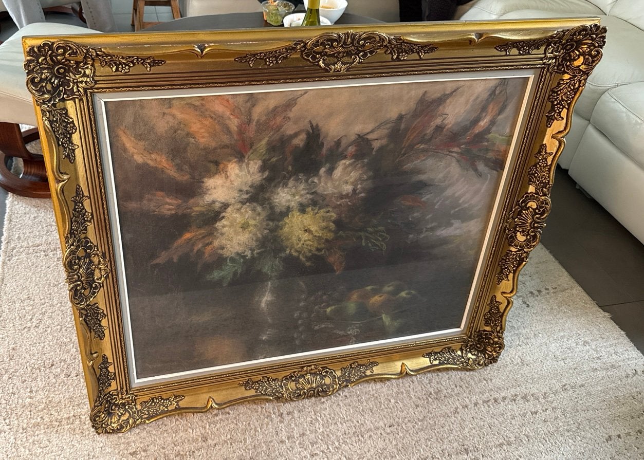 Roccoco stijl met pastel schilderij 1 meter 85 cm, Antiquités & Art, Enlèvement, Pastel
