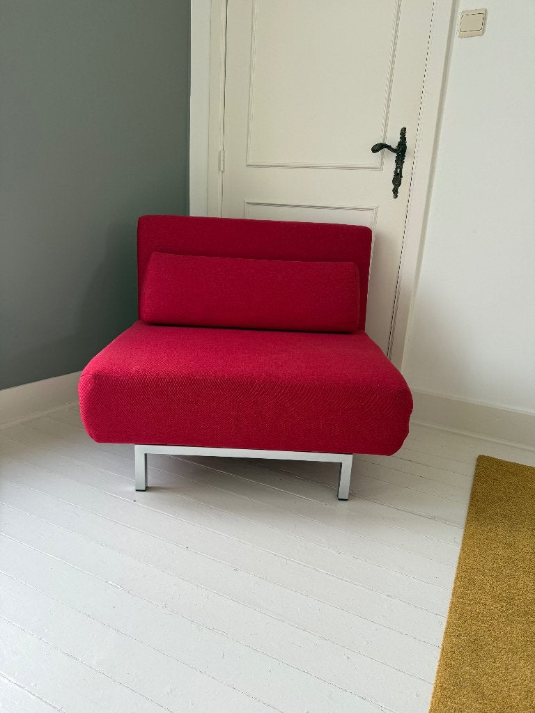 Copperfield slaapstoel / slaapzetel / zetelbed rood of paars, Ophalen, 90 cm, Eenpersoons, Zo goed als nieuw